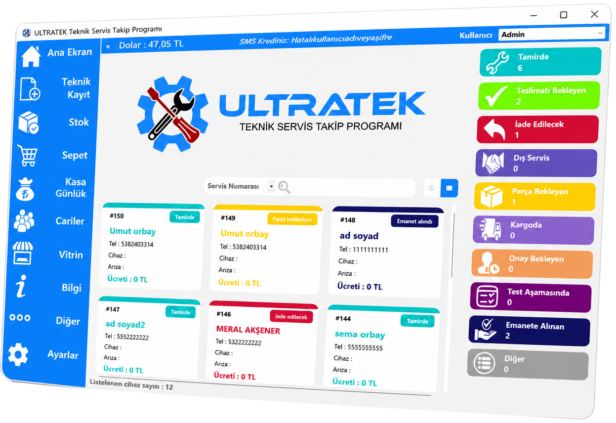 UltraTEK Teknik Servis Programı